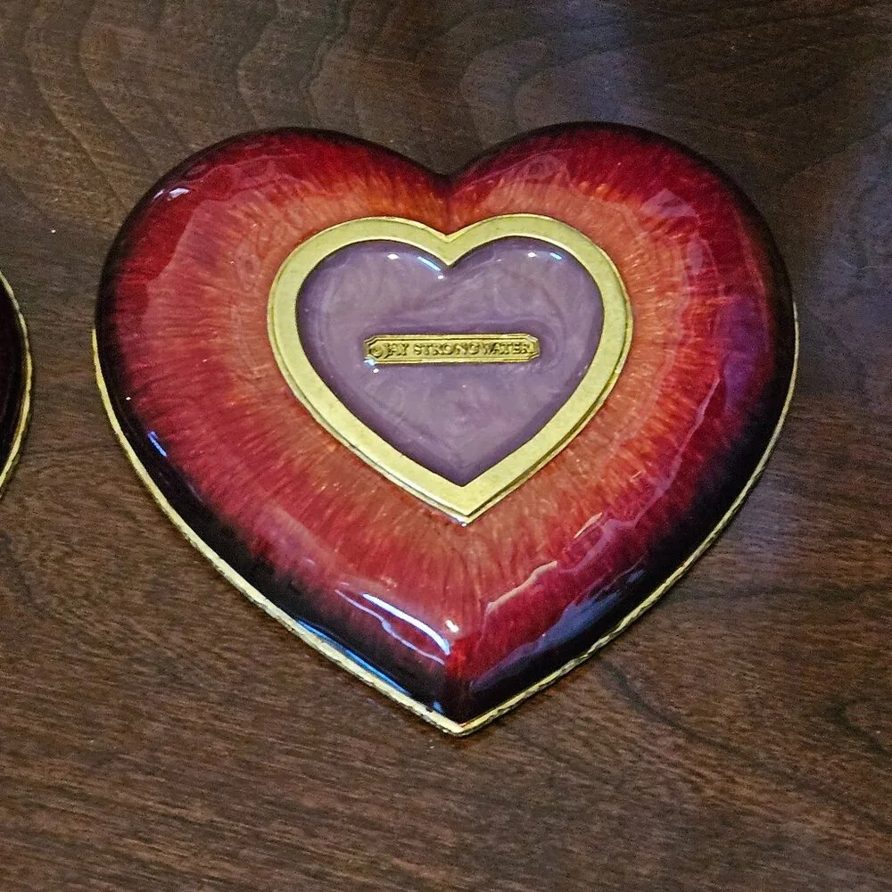 RARE JAY STRONGWATER HEART BUTTERFLY ENAMEL CRYSTAL JEWELRY VANITY TRINKET BOX